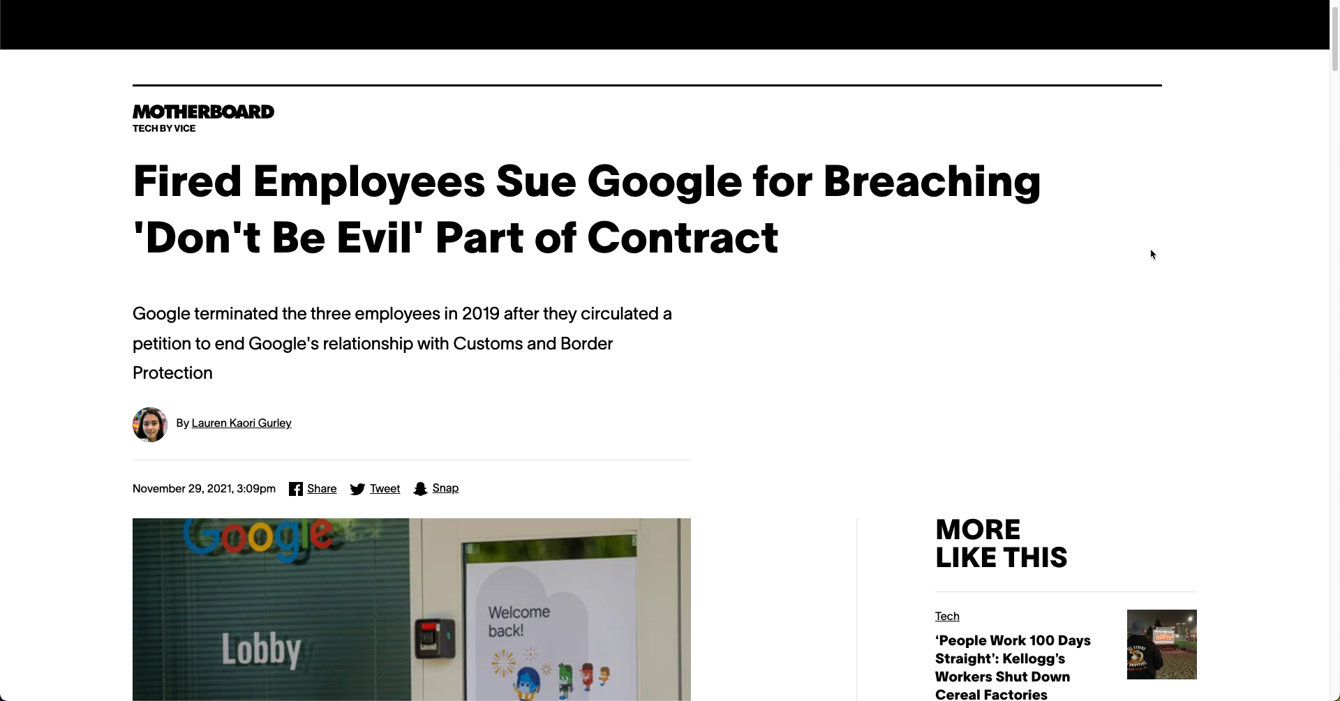 Fired Google Employees Sue Google